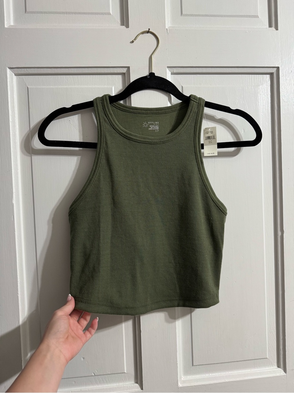Offline Aerie Olive Ribbed Cropped Tank Top
